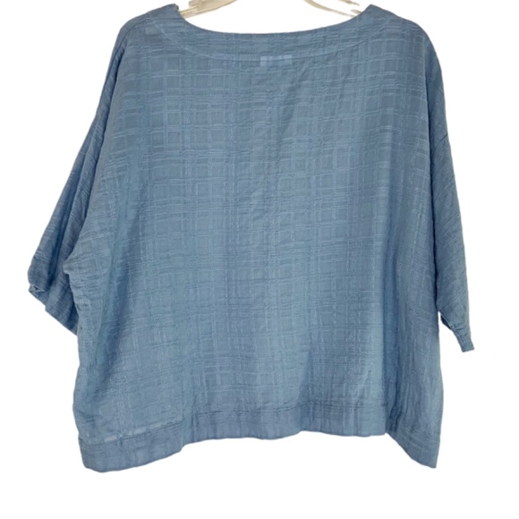 PureJill Blue Textured Boxy Blouse - Picture 6 of 6